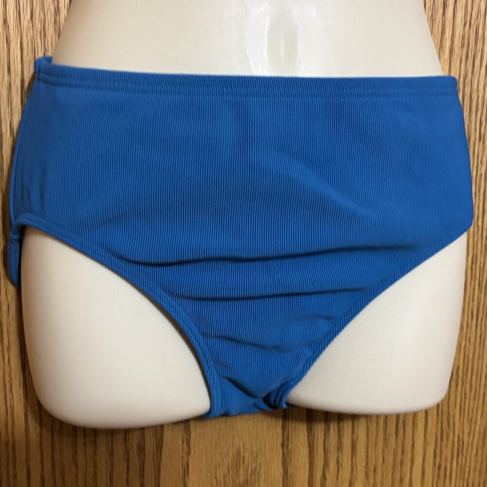 Lands' End Ladies ribbed Blue fabric 6 NWOT- SWIM BOTTOM BRIEF ONLY)